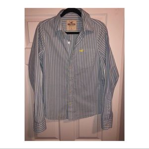 Men’s Green and Blue Striped Button Down Shirt